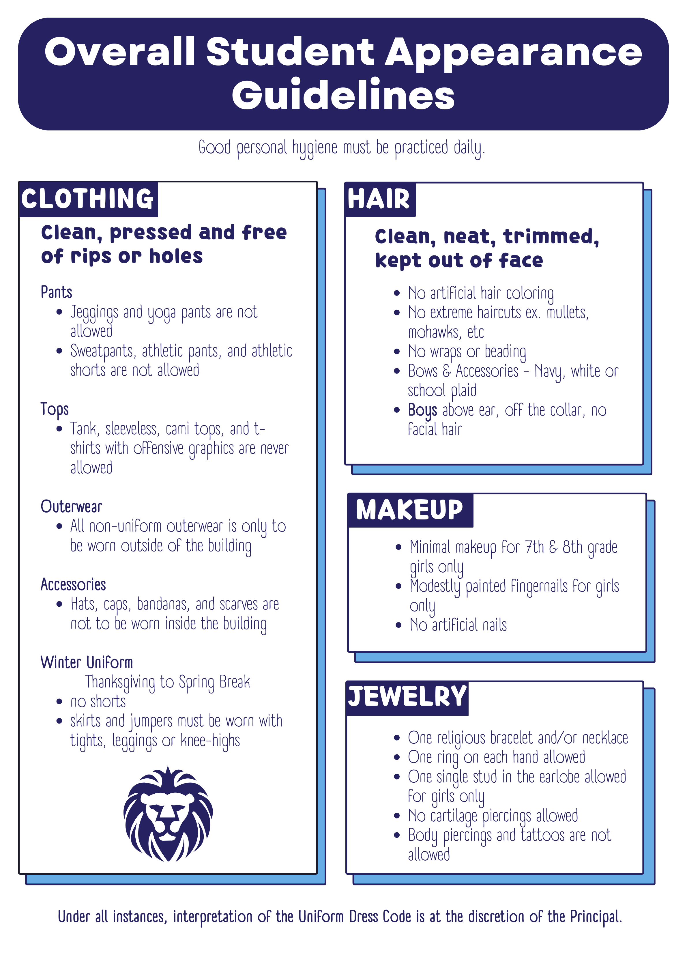 St. Mark's Catholic School overall student appearance guidelines