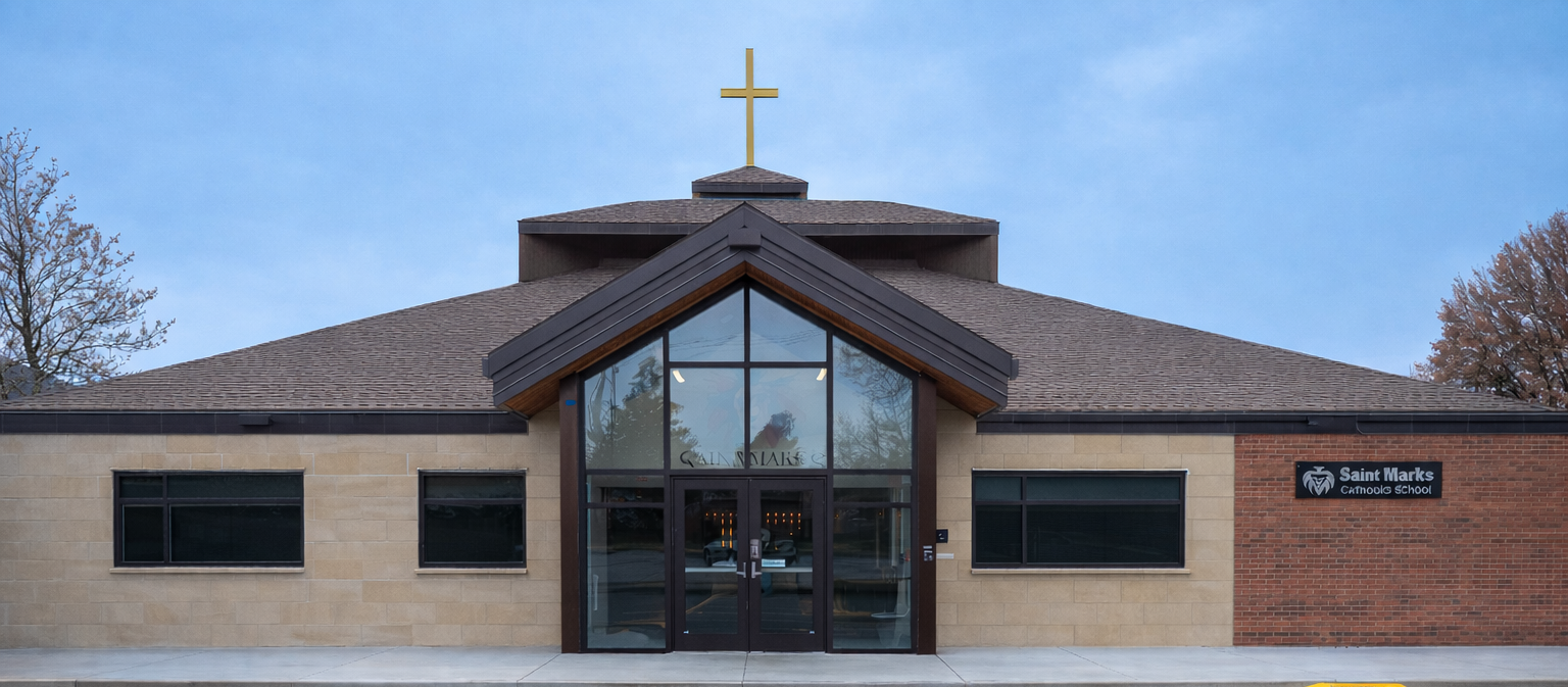 Image of the front of St. Mark's Catholic School